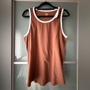 NWT Victoria's Secret PINK Brown Tank Top with White Trim